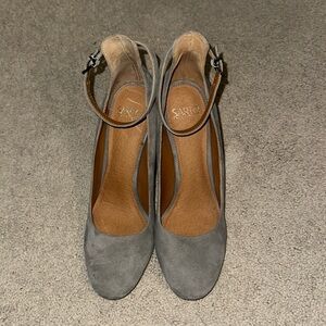 Franco Sarto gray strap block heel